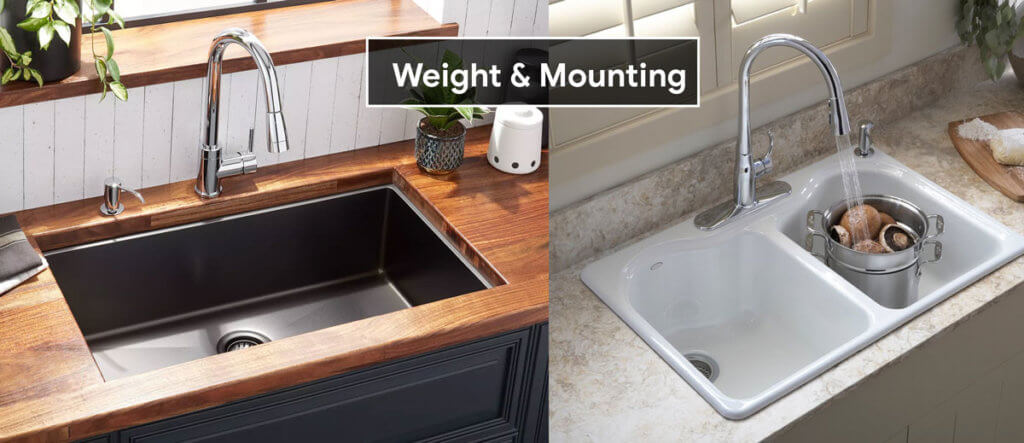 Weight and Mounting of Cast Iron and Stainless Steel sink