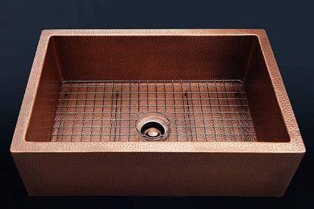 5. Fossil Blu 33″ Luxury Single Bowl Copper Farmhouse Sink