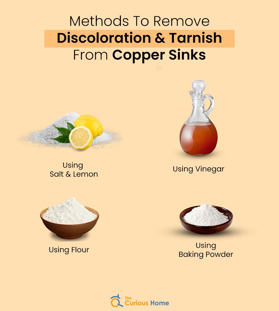 Methods To Remove Discoloration And Tarnish From Copper Sinks